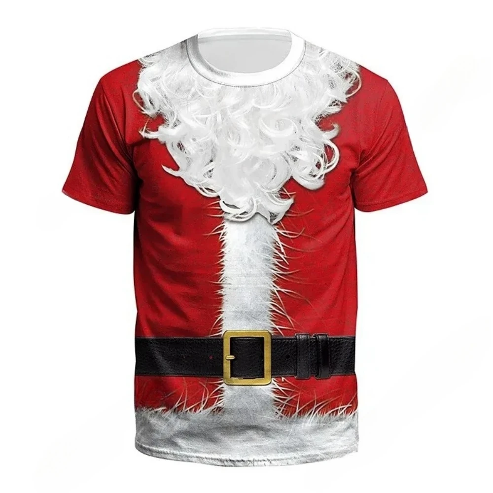 Christmas 3D Print Tshirt Clothing Summer Men's Clothes O-Neck Men Short Sleeve Santa Claus Men's T-Shirt Harajuku Men's Shirts