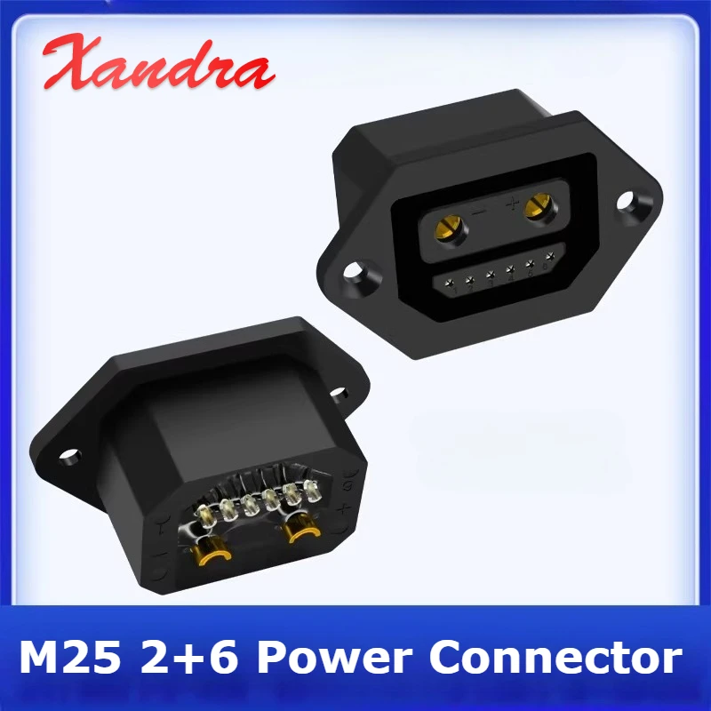 M25 2+6 Power Connector Electric Vehicle Lithium Battery Charging Plug Connector 8Pin Male Female Port Charging Socket Connector
