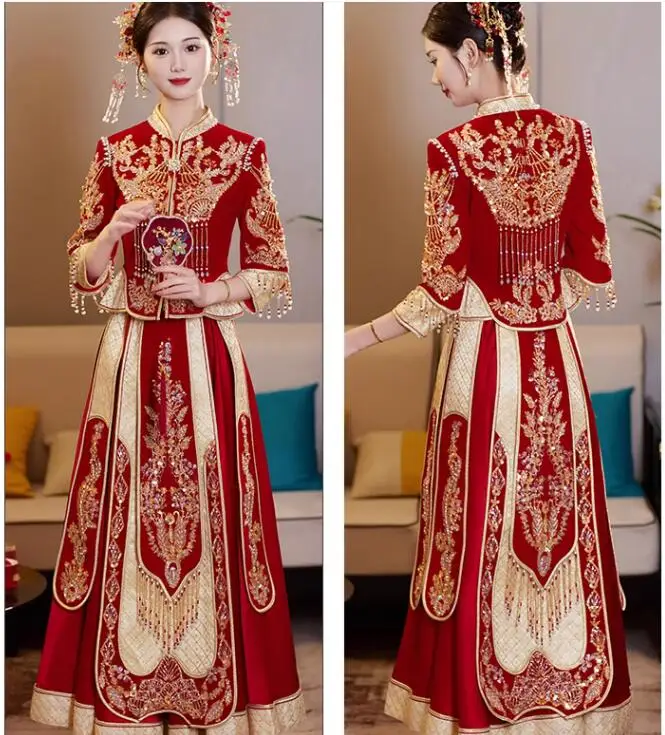 

Chinese Traditional Xiuhe Wedding Dress 2024 New Chinese Style Wedding Dress