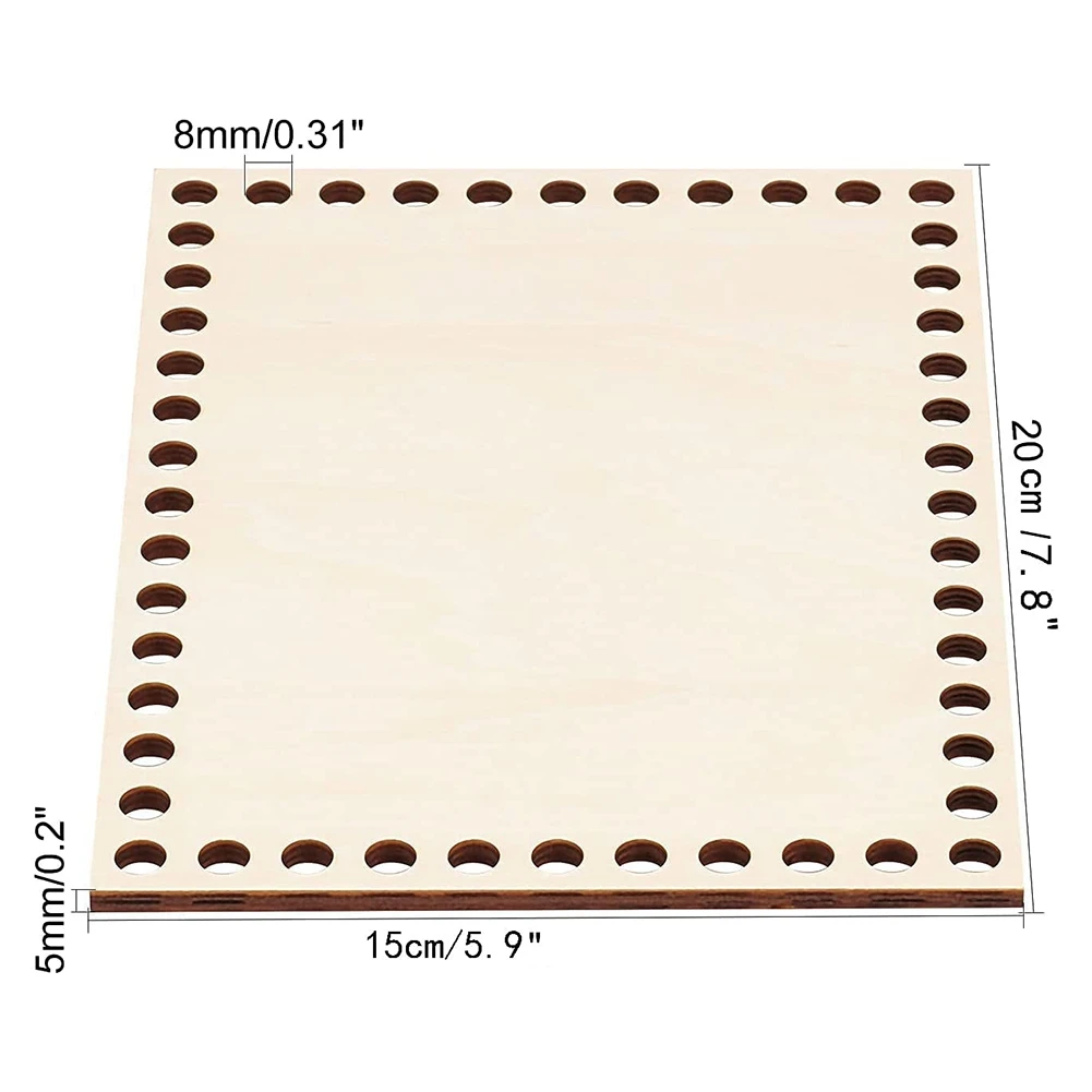 AA05 7.8X5.9 Inch Natural Wooden Basket Bottom, Rectangle Blank Crochet Basket Wood Base for DIY Basket Weaving Supplies