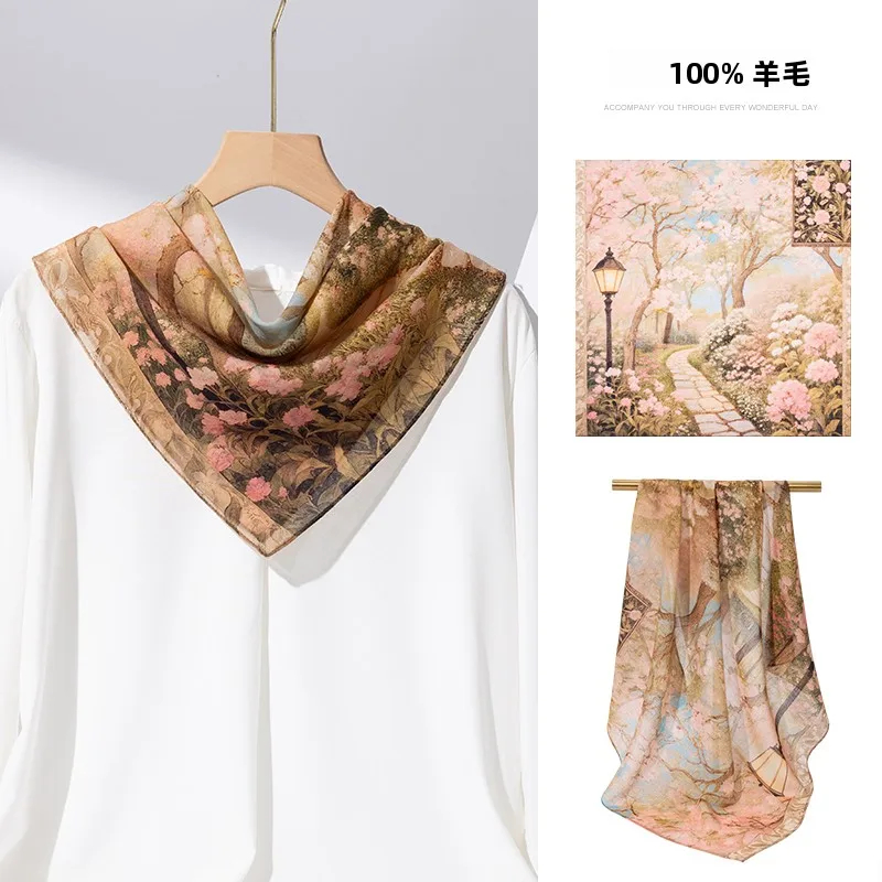 上海ストーリー-レディース-ウールスカーフ-首保護-2025年秋新作-高級感-薄手スカーフ-ショール-おしゃれアクセサリー