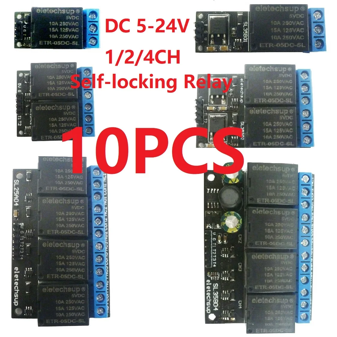 

10 Pcs 5V 12V 24V 1 2 4CH Flip-Flop Latch Relay Module Bistable Self-locking Trigger Switch Board