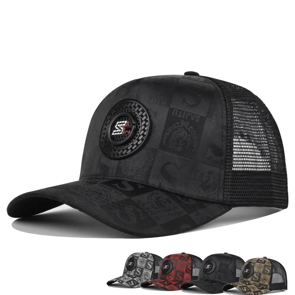 Summer Round Label Mesh Baseball Cap Men Women Outdoor Personality Snapback Breathable Hats Fashion Adjustable Dad Hat