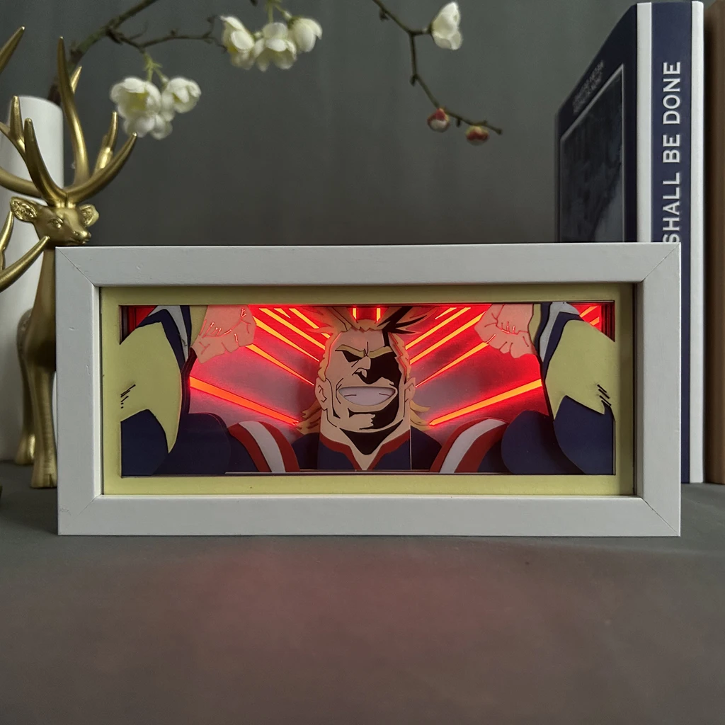 Anime Figures Light Box My Hero Academia All Might Face Gaming Room Decoration Manga Paper Cut Led Night Lamp Mha Lightbox Eye