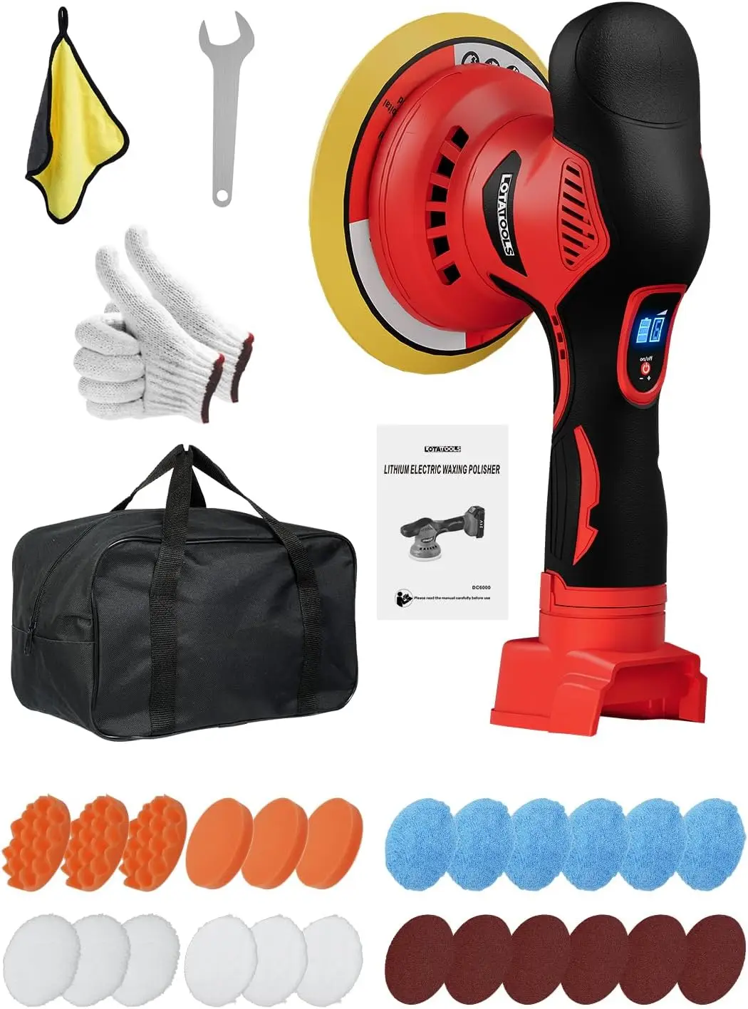 

Cordless Car Polisher with 6 Speeds Up to 5500 RPM, Includes Complete Kit for Detailing and Multi-Surface Use