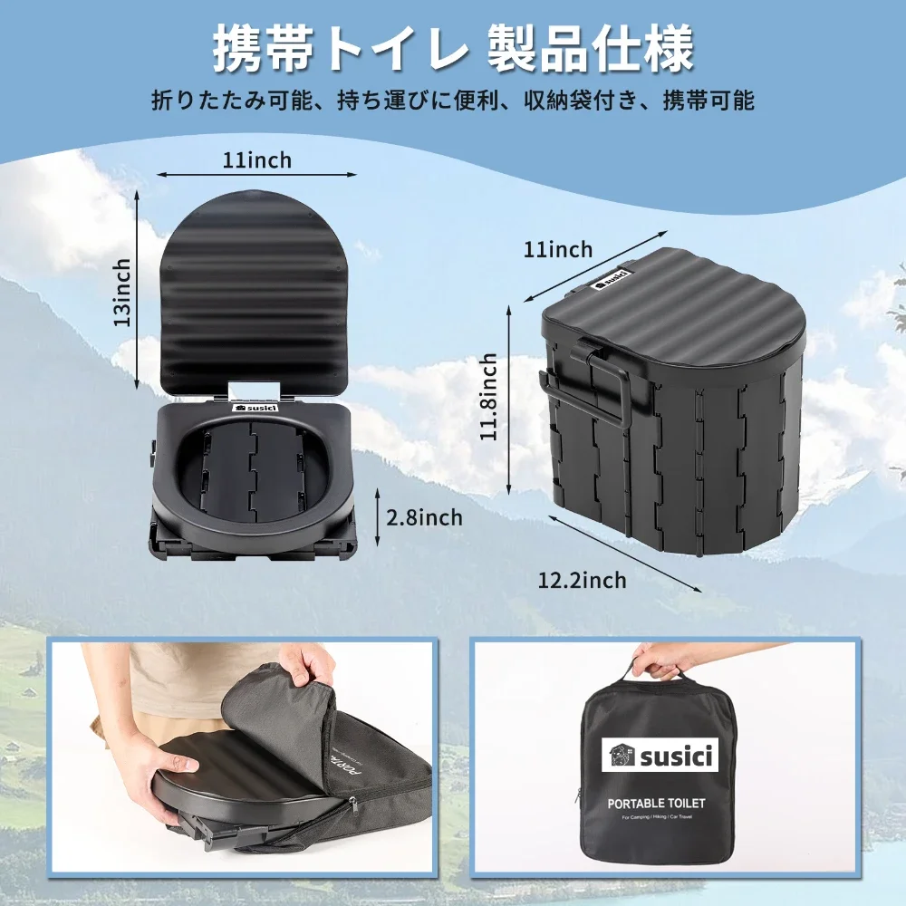 Portable Folding Toilet Emergency Toilet Car Folding Toilets Foldable Washable Camping Toilet Travel Bucket Seat