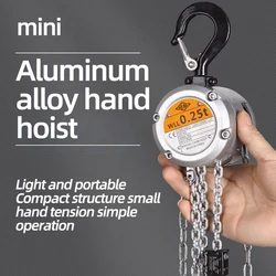 Mini Hand Chain Hoist Hook Mount 0.25/0.5 Ton Capacity 3 Meter Lift Chain Portable Manual Lever Block Lifting Hoist Dual Brakes