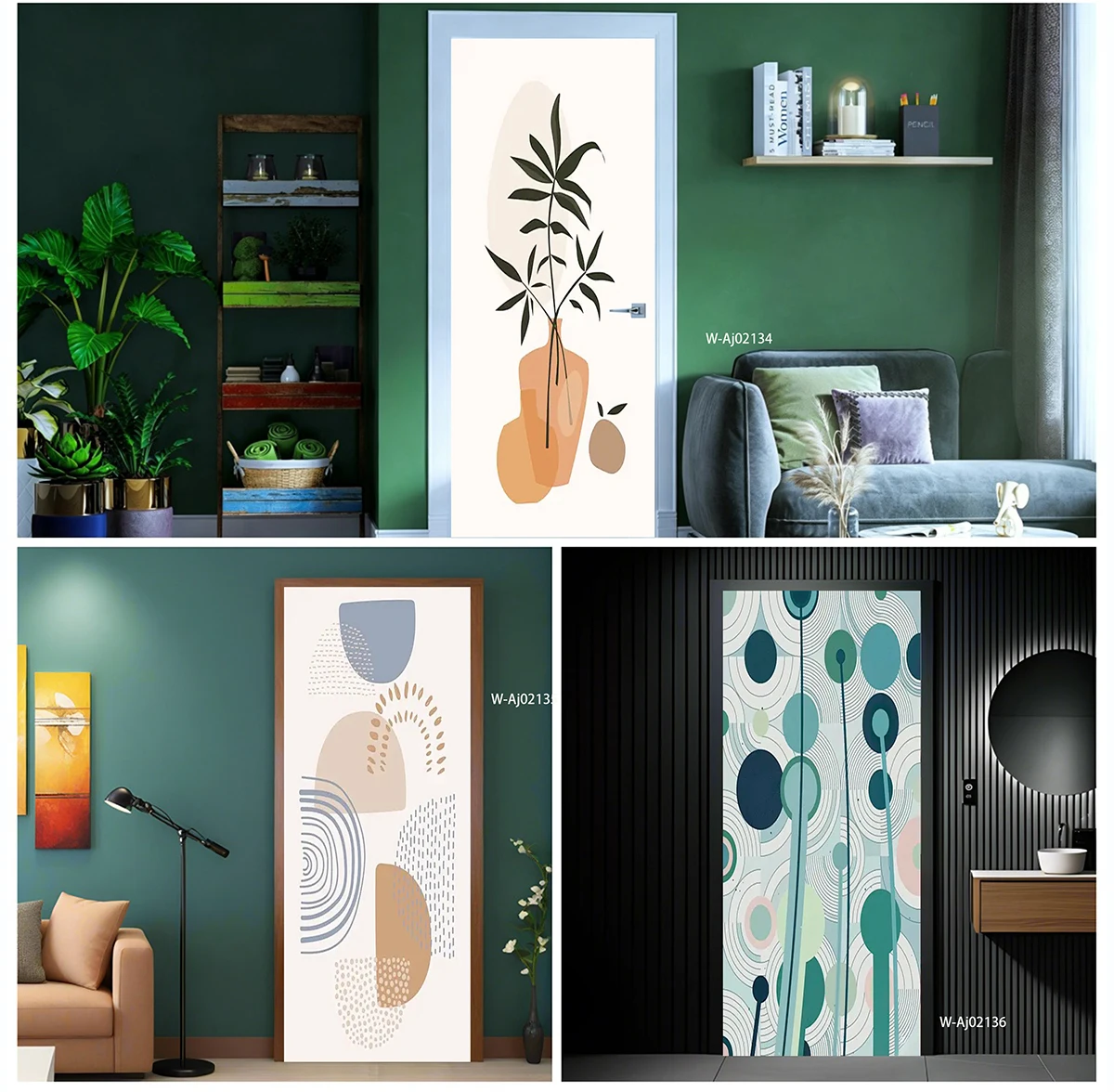 Nordic Minimalist Abstract Door Decal Self Adhesive Removable Waterproof Door Sticker Modern Art Door Cover Home Wall Decor view 4