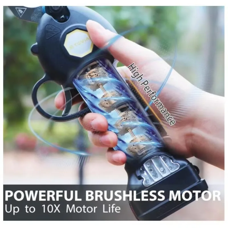 Custom Cordless Pruning Shears, 1.2'' Cutting Diameter Brushless Electric Pruner with Drop-Forged Alloy Steel Dual-Action Blades