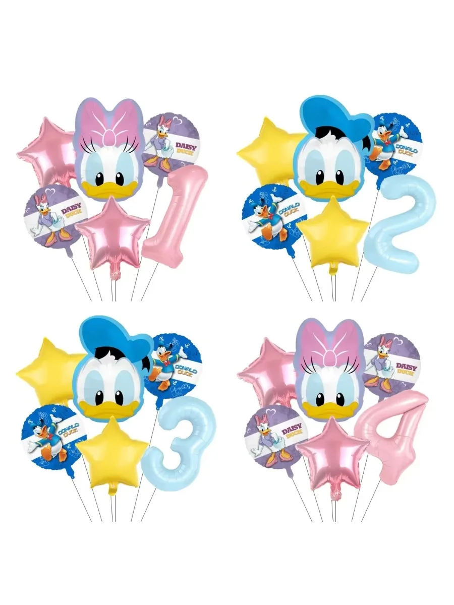 Dessin animé Donald numéro canard marguerite Film d'aluminium ballon ensemble sphérique bricolage anniversaire Arrangement fête décoration ballons Kawaii