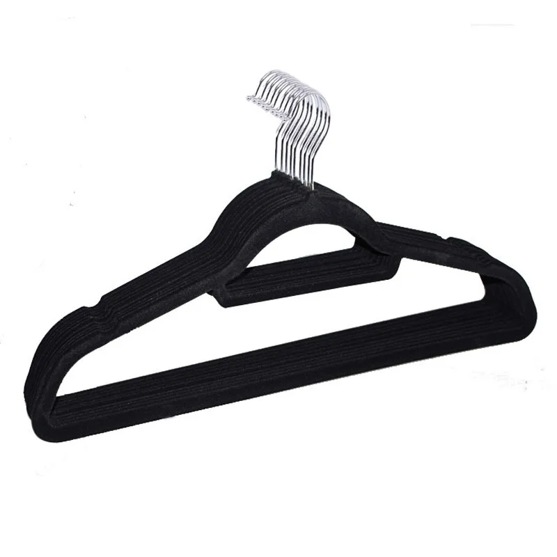 High Quality Velvet Dryer Hanger 10Pcs Wardrobe Organizer Clothes Rack Non-Slip Suit Shirt Coat Flocking Hanger Space Saving