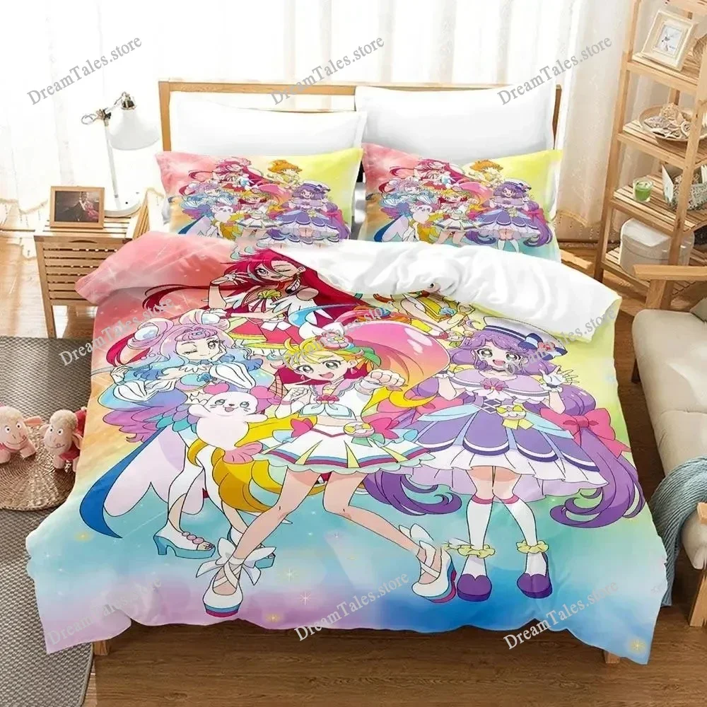 3D Printed Anime Pretty Cure Bedding Set Boys Girls Twin Queen Size Duvet Cover Pillowcase Bed Kids Adult Home Textileextile741