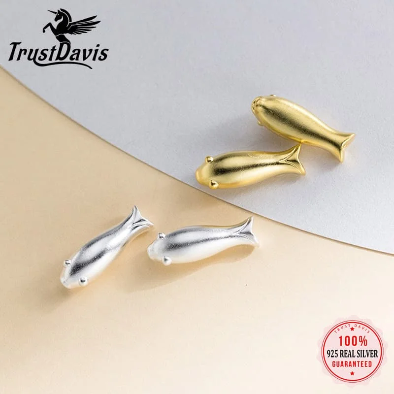 

Бусины-разделители TrustDavis из настоящего серебра 925 пробы в форме милой рыбки, для изготовления украшений своими руками, подарок на день рождения, для повседневного использования DZ1866