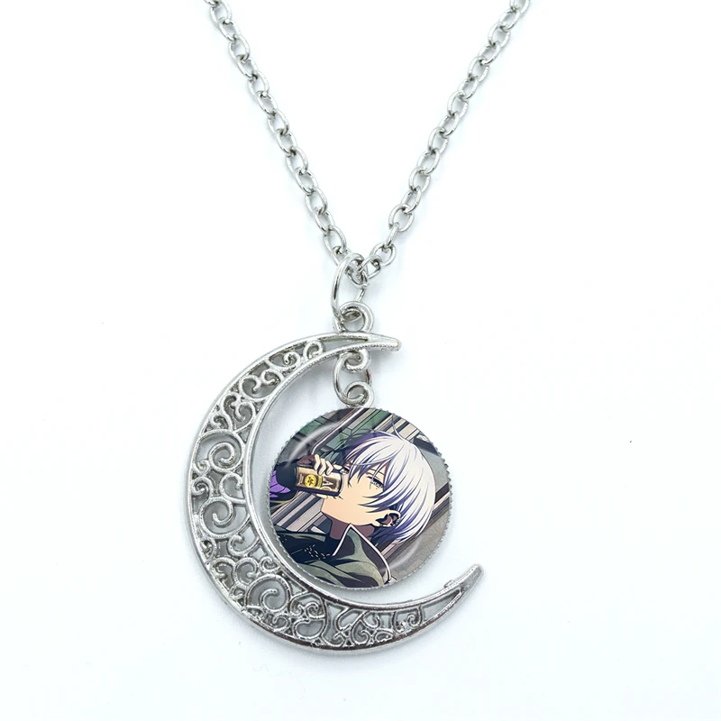 Project SEKAI Anime Aoyagi Toya Vivid BAD SQUAD Glass Dome Cabochon Crescent Moon Necklace Statement Jewelry Gifts