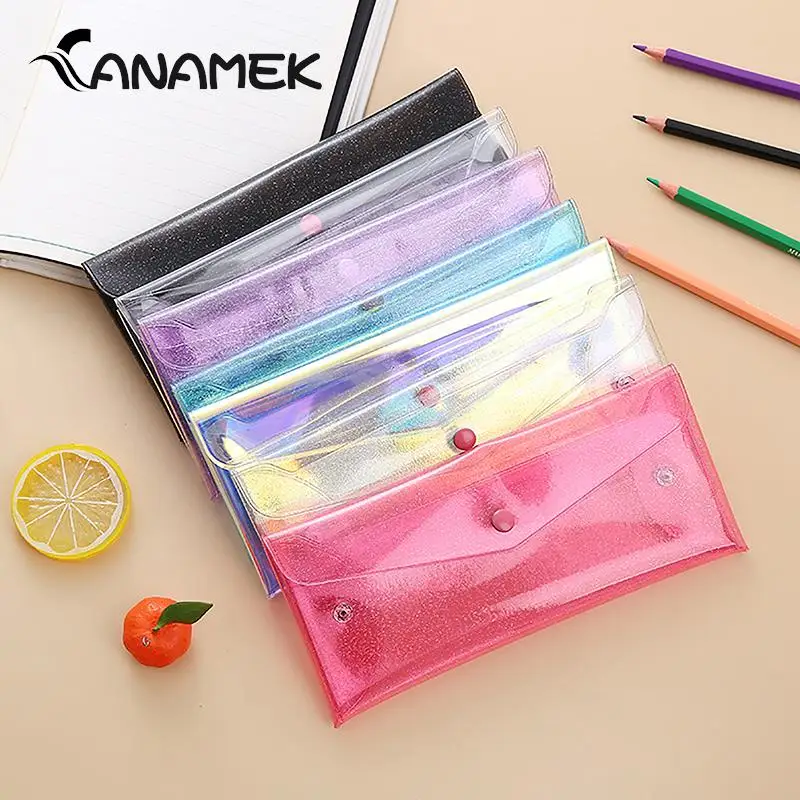 Cute Glitter Pencil Laser Pen Case School Bags Transparent Laser Cosmetic Bag Makeup Case For Girls Coin Pencil Bag Pouch