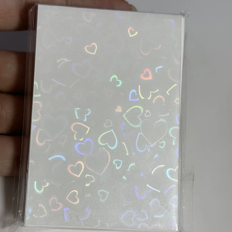 50pcs Kpop Card Sleeves 61x91mm 20C Heart Bling Holder For Holo Postcards Top Load Films Photocard Game Cards Protector