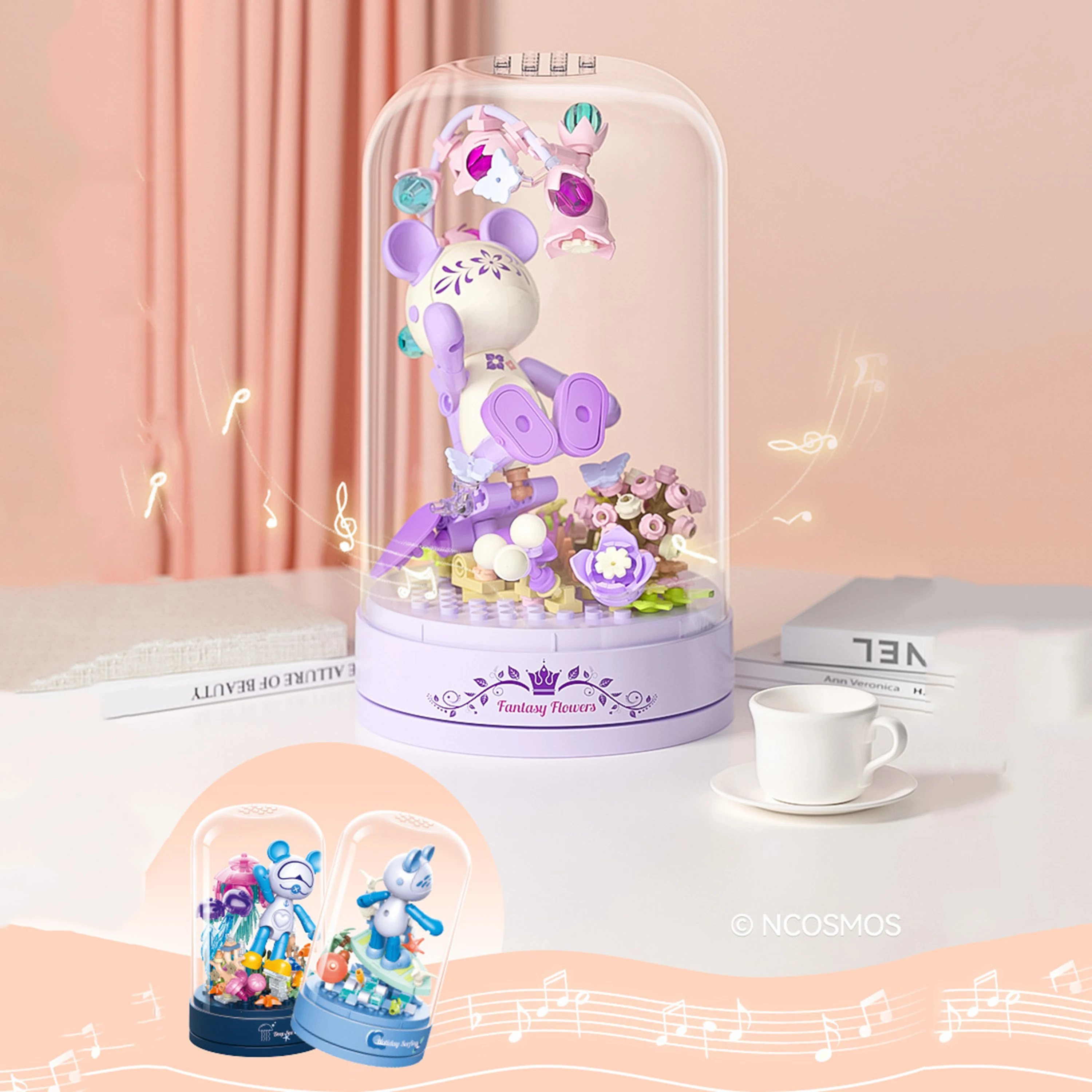 صندوق تشغيل الموسيقى الدوار بين النجوم، مكعبات بناء DIY، لعبة تعليمية إبداعية هدية للأطفال والأطفال