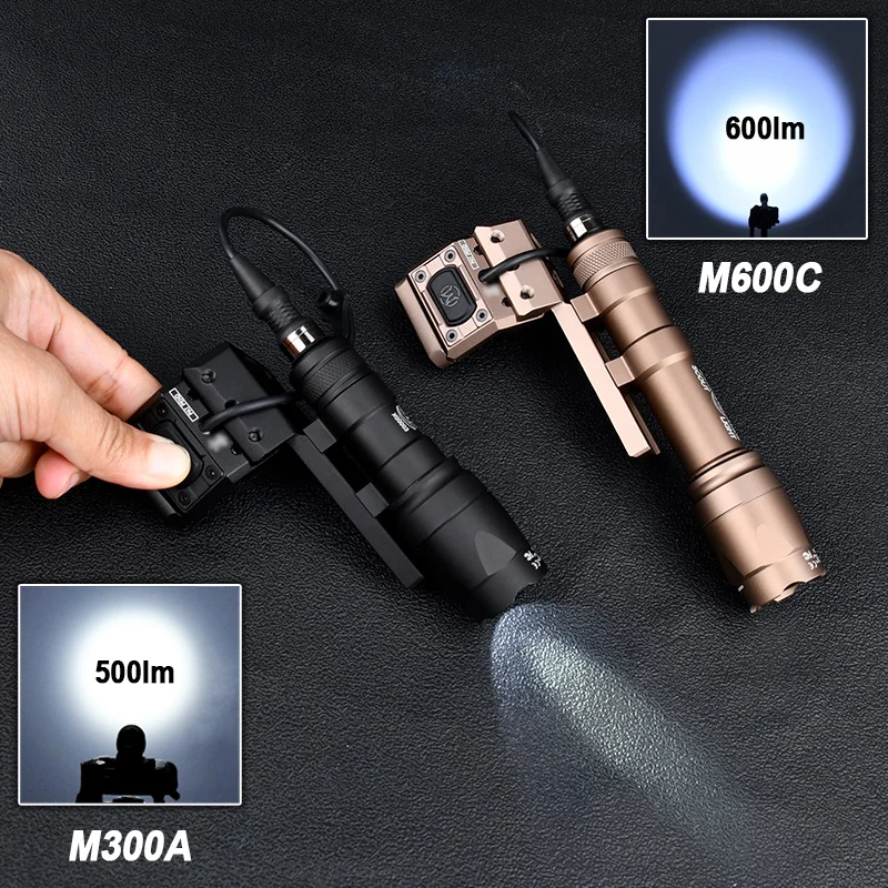 WADSN Tactical SF M300A M600U Flashlight With UN HotButton Remote Switch Left Right Offset Mount Base Airsoft Hunting Light