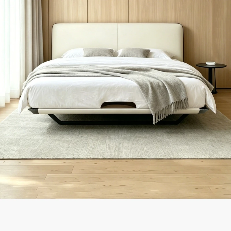 Ribbon bed ultra-thin bedside master bedroom leather aluminum alloy suspension bed 2026 new high-end bed 1.5 meters