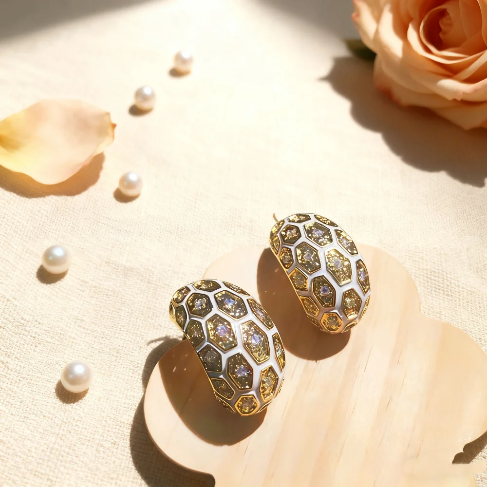 

Gold Plated Luxury Geometric Crystal Earrings for Women Statement Jewelry Daily Wear Party Wedding Gift