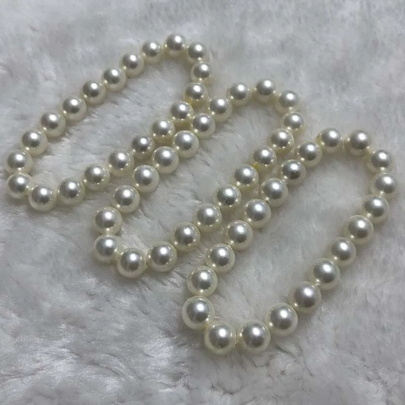 {ELEISPL]  Lots 42 Qty 8mm Perfect Round Beads White Sea Shell Pearls Bracelets #23501-3