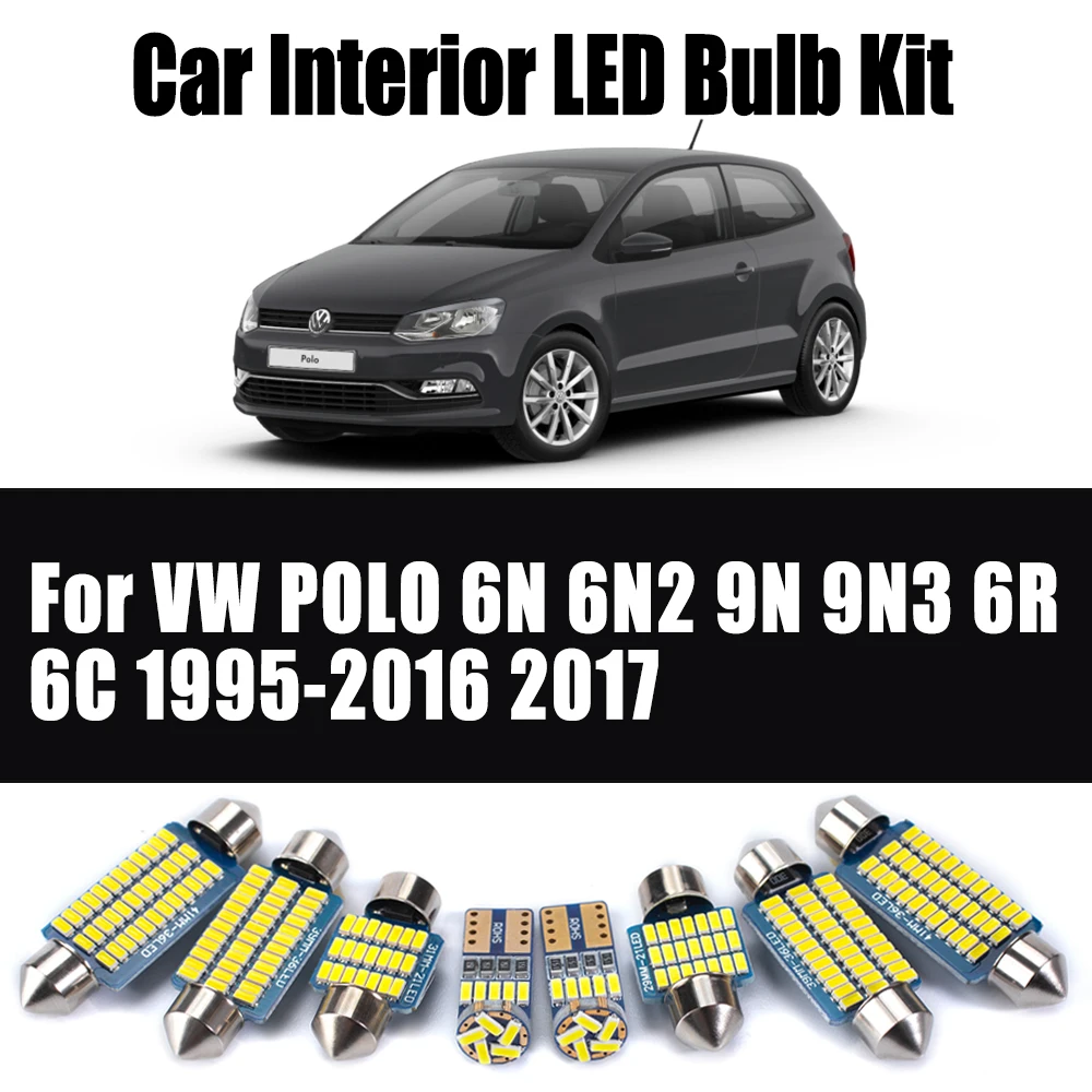 LED Interior Dome Map Light Vehicle Lamp Kit Car Reading Bulbs For VW Volkswagen POLO 6N 6N2 9N 9N3 6R 6C 1995-2016 2017 Canbus