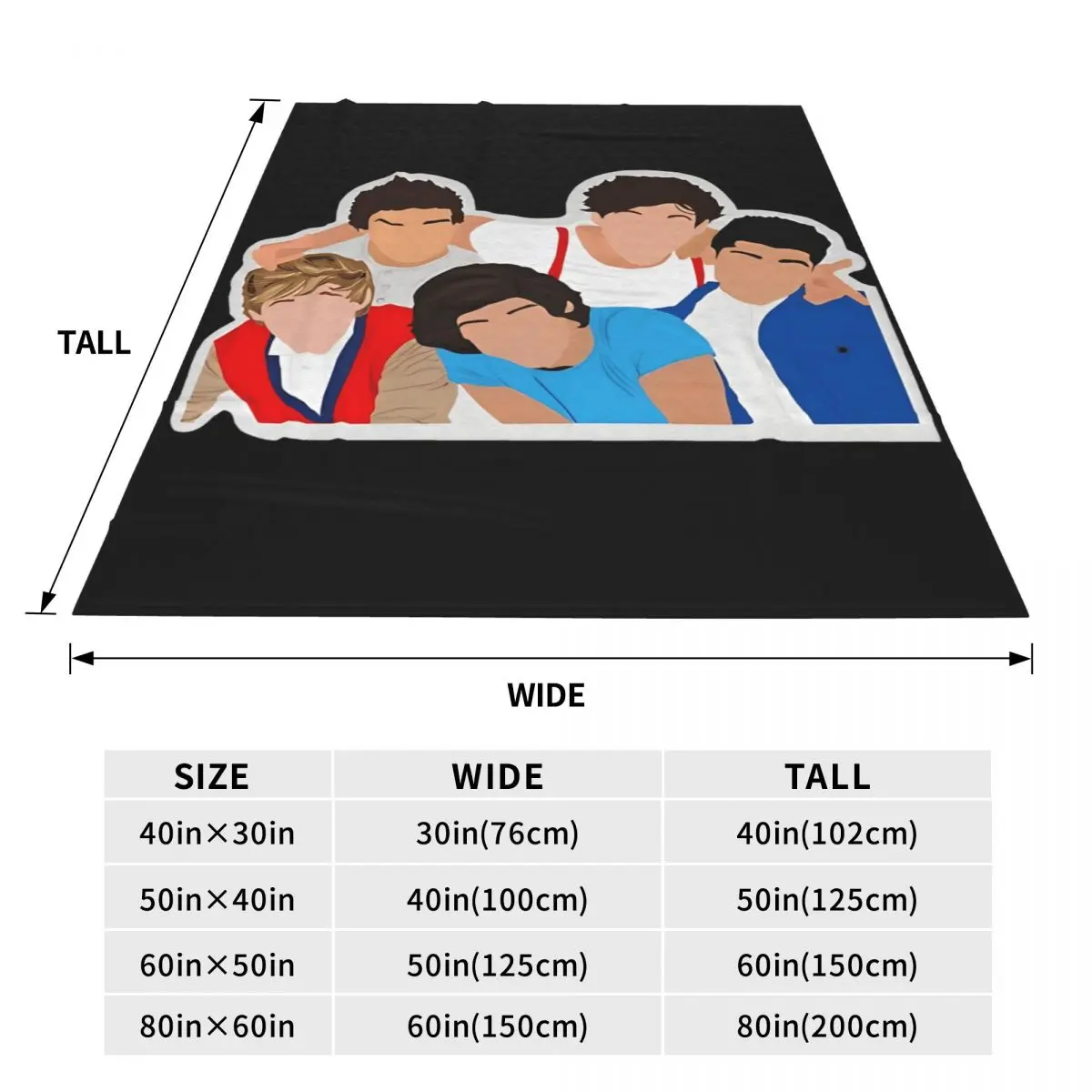 3D Rock-One Direction 1D Combinatio HD Flannel Blanket Throw Blanket for Home Decor Travel Comfortable Bedspread Sofa Bed Cover