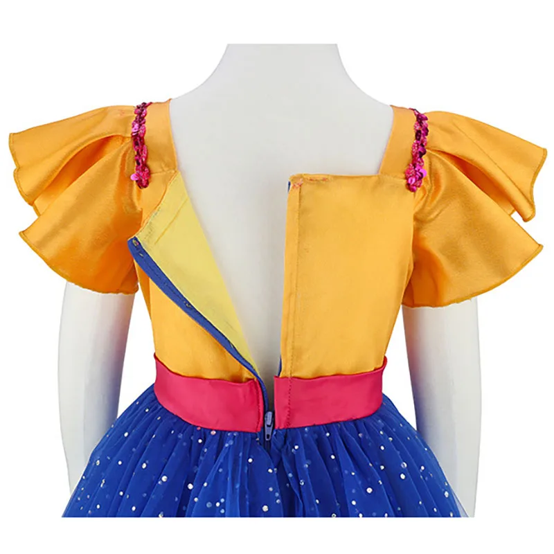 Golden Girls Gelbes Prinzessinnenkleid mit Flatterärmeln Graffiti-Muster Blaues Paillettenkleid Kinder Koreanisches Pop-Sänger Cosplay-Kostüm – Detail 6