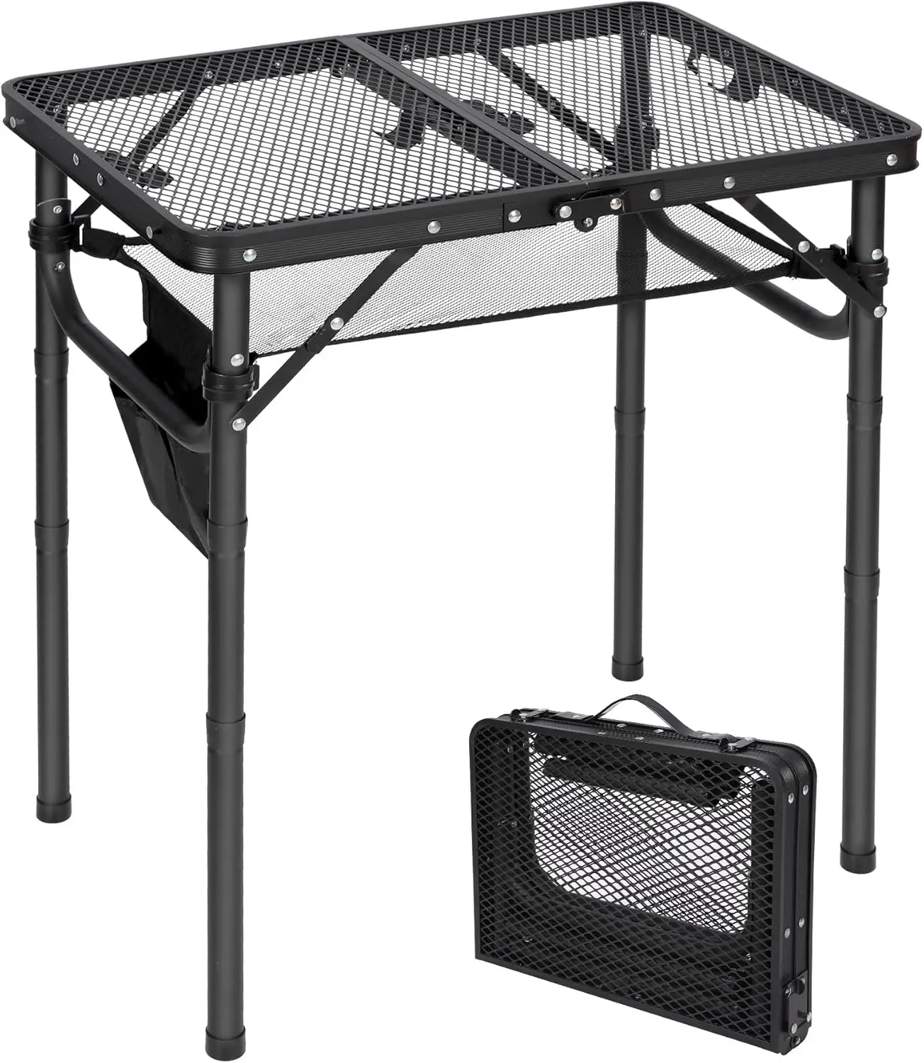 

Adjustable Portable Aluminum Grill Table for Outdoor Camping Picnic BBQ, Lightweight Black 24x16 inches