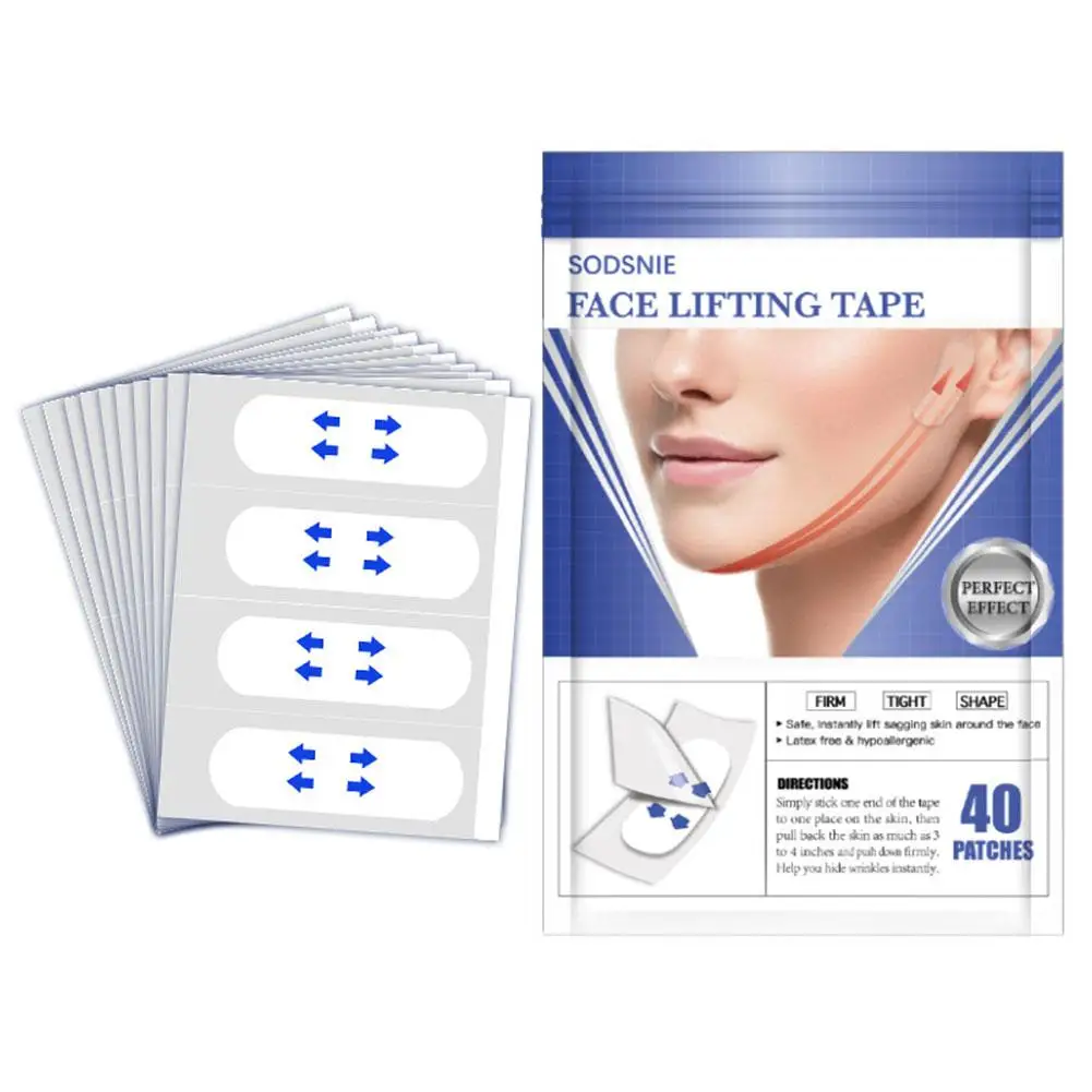 40 pezzi nastro per il Lifting del viso impermeabile V nastro adesivo per il trucco del viso invisibile traspirante Lift Face Sticker Lifting stringere il mento