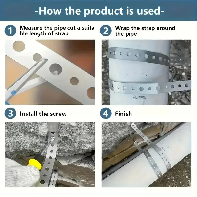1 Rolle 300 cm verzinkter, vorgestanzter Metallstreifen, multifunktionales perforiertes Aufhängebänder für Rohrträger, Blechbearbeitung – Detail 6