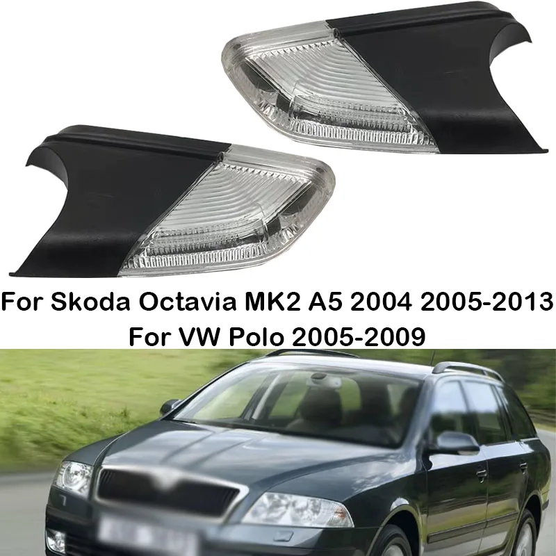 For Skoda Octavia MK2 A5 2004 2005-2013 For VW Polo 2005-2009 LED Turn Signal Light Lamp Rearview Side Wing Mirror 1Z0949101C