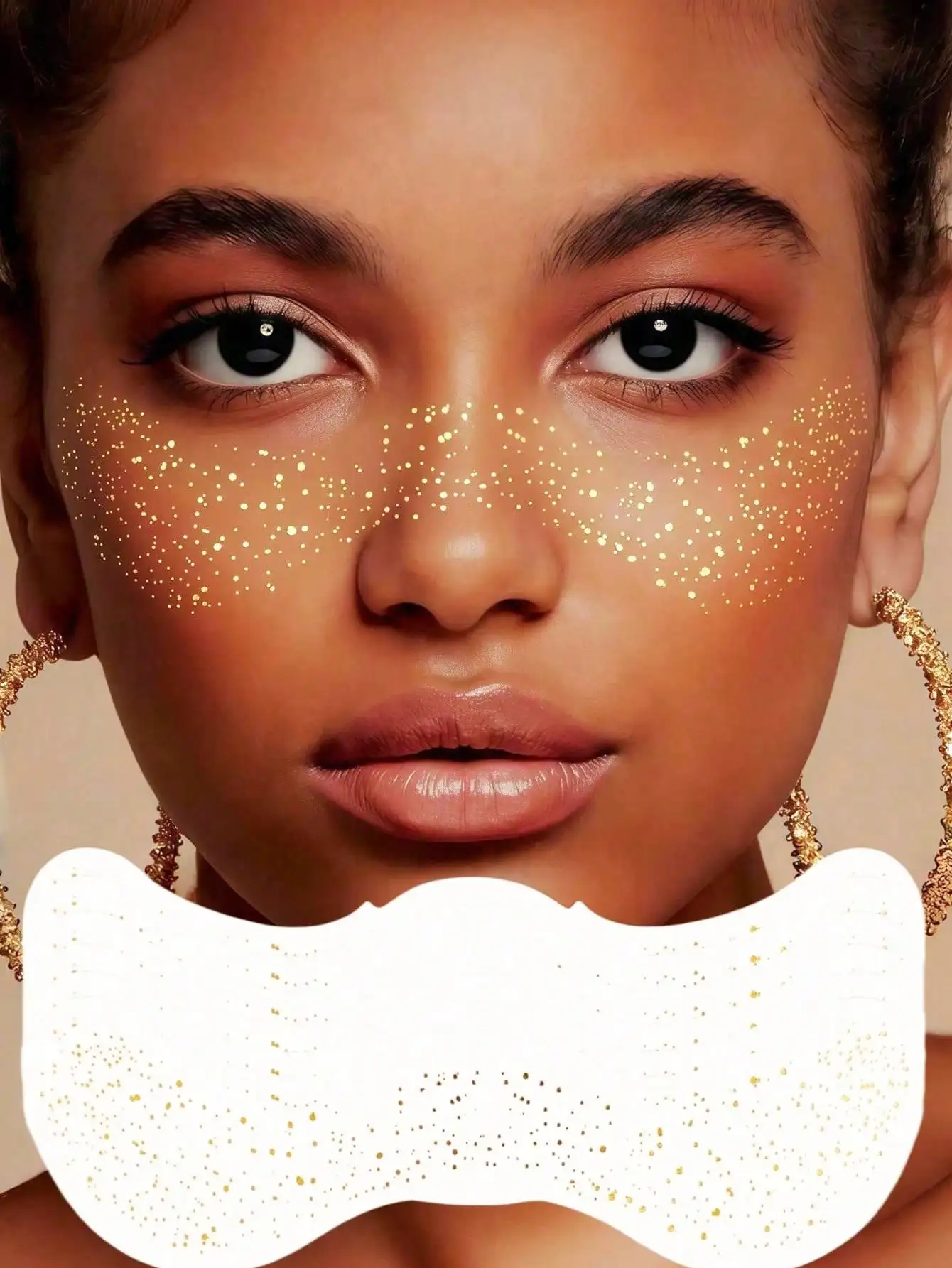 

6 Sheets Waterproof Gold Glitter Freckle Tattoo Stickers Face Makeup Decor