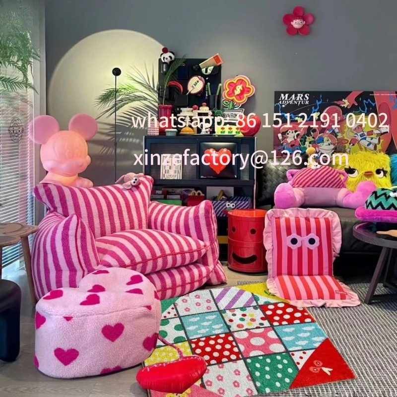 أريكة كسولة مخططة إبداعية قابلة للتخصيص، كرسي منزلي من حصير الدوبامين، غرفة نوم بسيطة