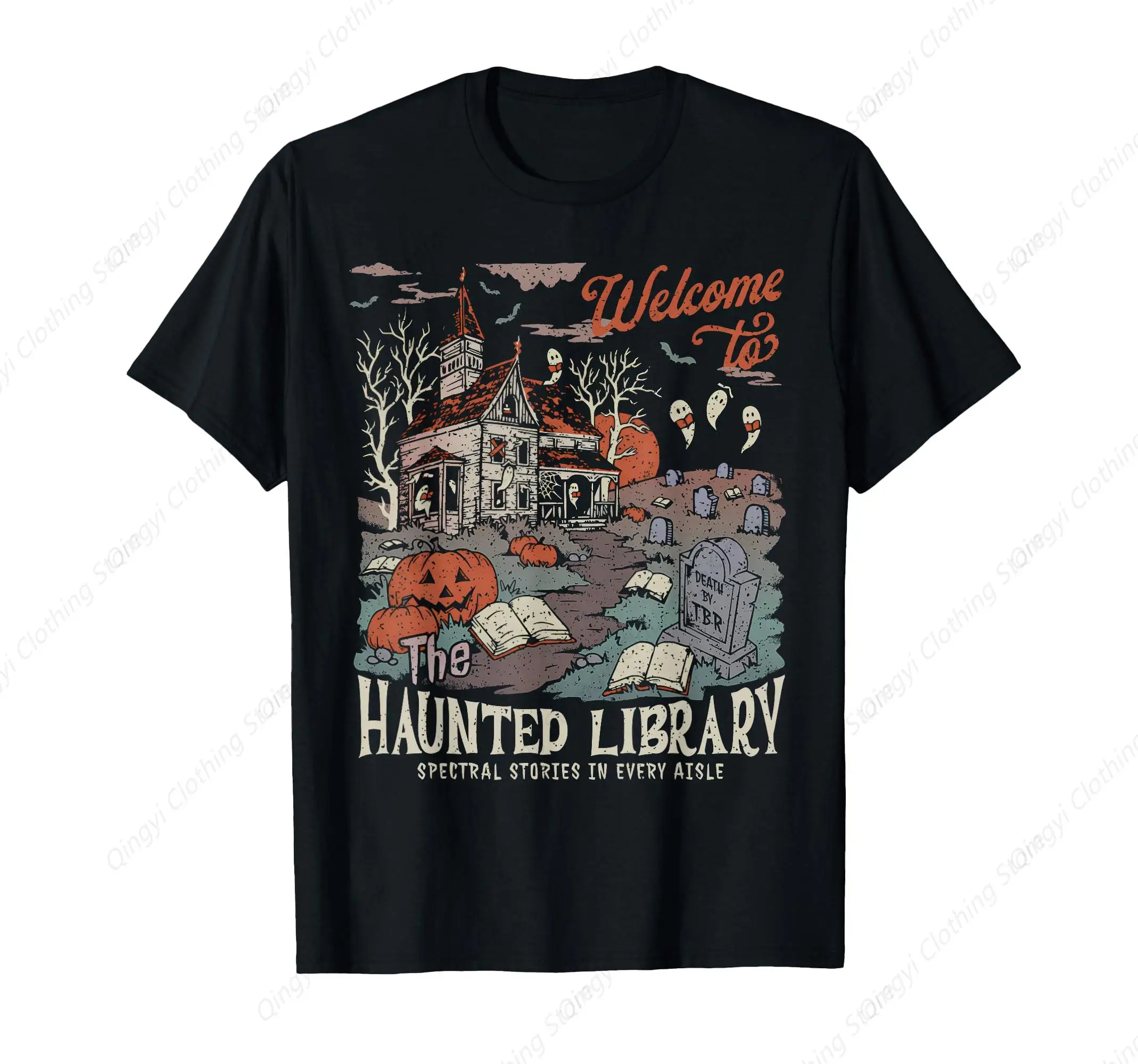 

Retro Salem Welcome to The Haunted Library Bookish Halloween T-Shirt