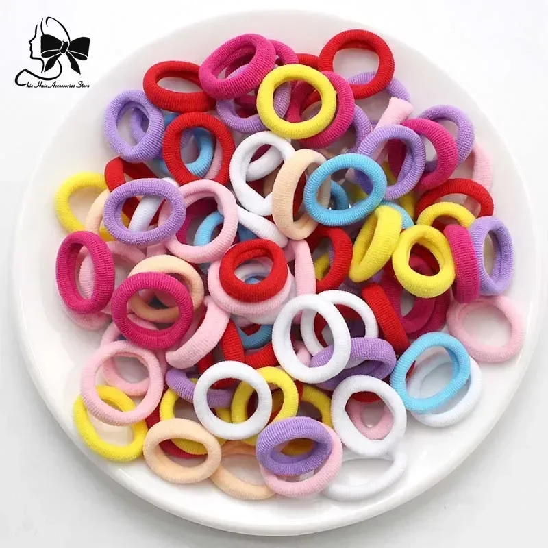 100PCS Small 2CM Hair Not Hurt Children's Hair Towel Circle Hairband No Trace High Stretch Headband Elastic Hair Bands