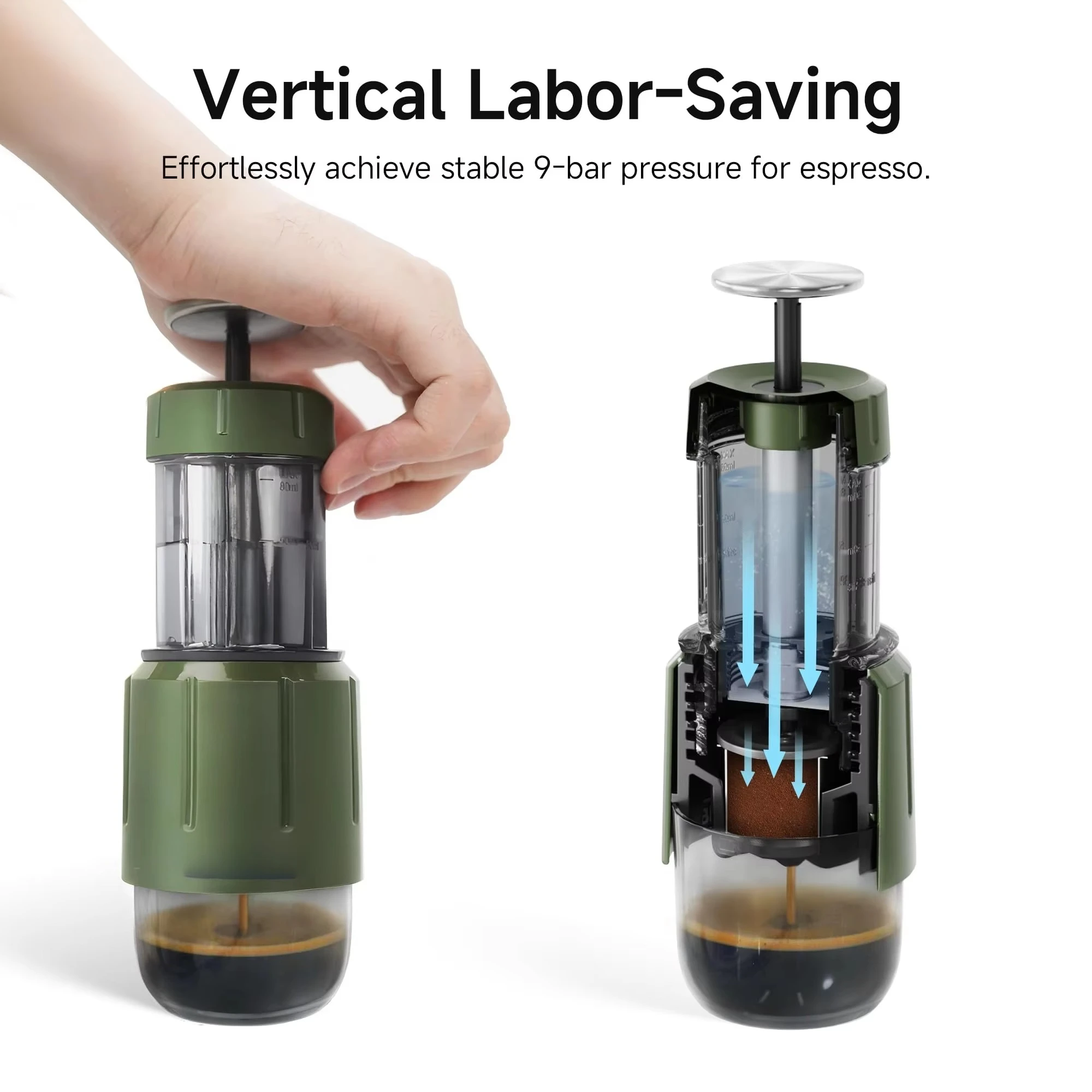 Hot Sale Portable Manual Plastic Espresso Machine Travel Capsule Mini H4D Hand-Pump Coffee Maker - view 3