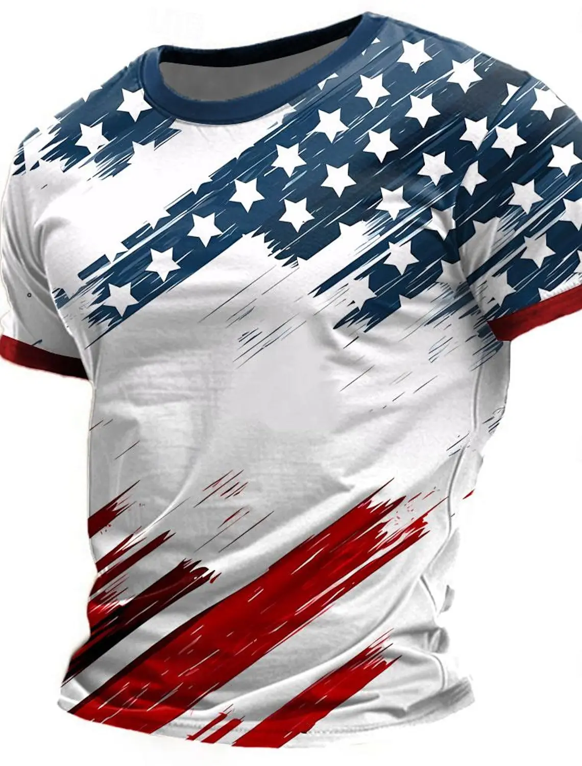 American Flag Street Style Men\'s 3D Print T shirt Tee Street American Independence Day T shirt crew neck Short Sleeve  Summer