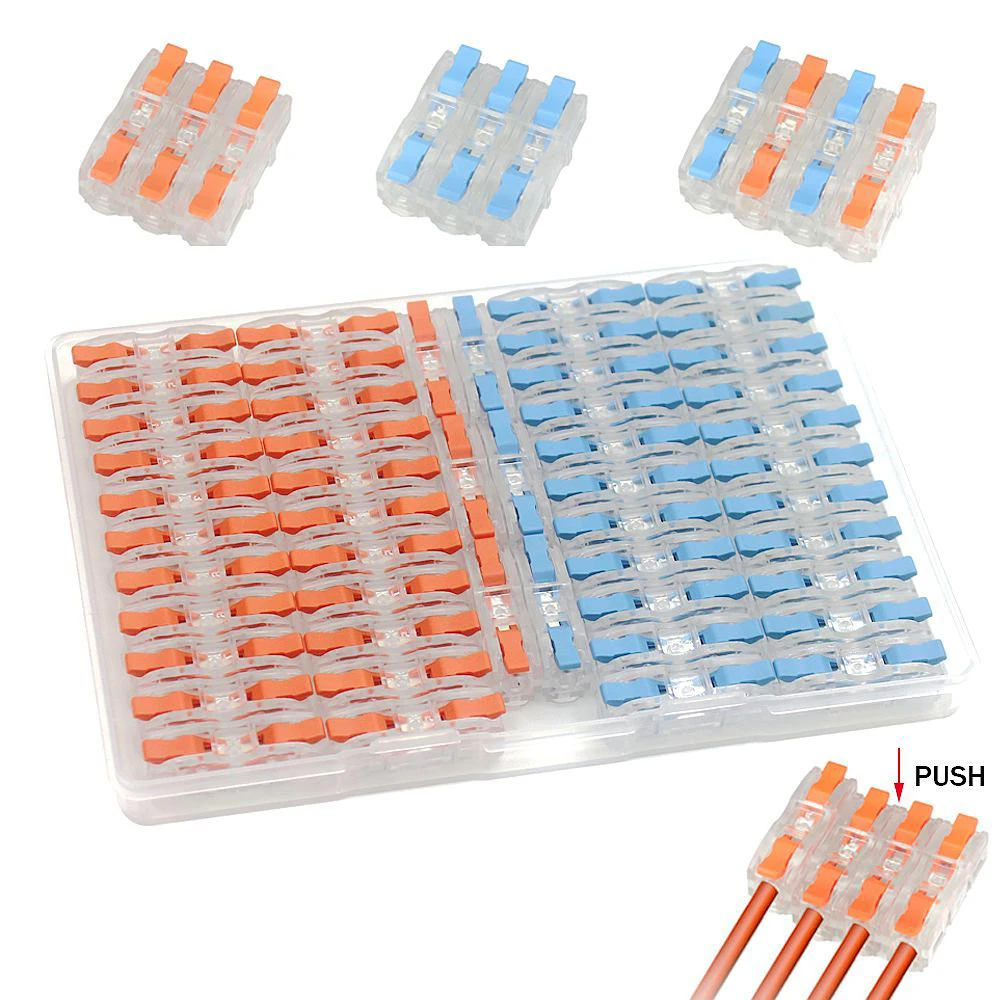 

0/20/50pcs Lever Wire Connectors - Quick Connect, Compact, for 28-12 AWG, 1in 1 Out, Copper Contact,with Easy Installation