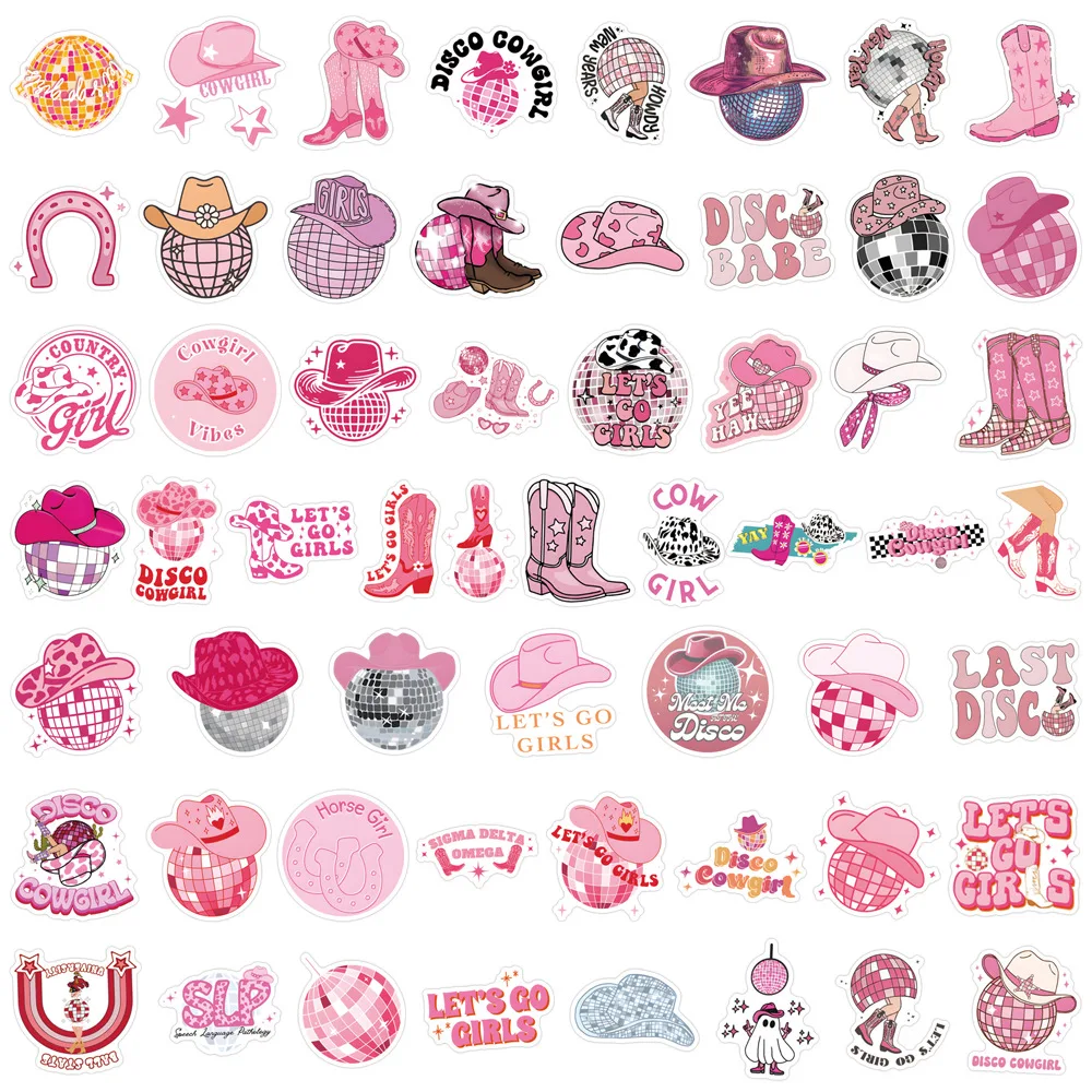 10/30/55/110PCS Rosa Disco Cowgirl Simpatico Cartone Animato Graffiti Adesivi Per Bagagli Del Computer Portatile Del Telefono Chitarra Tazza bici Auto Skatboard Decalcomanie