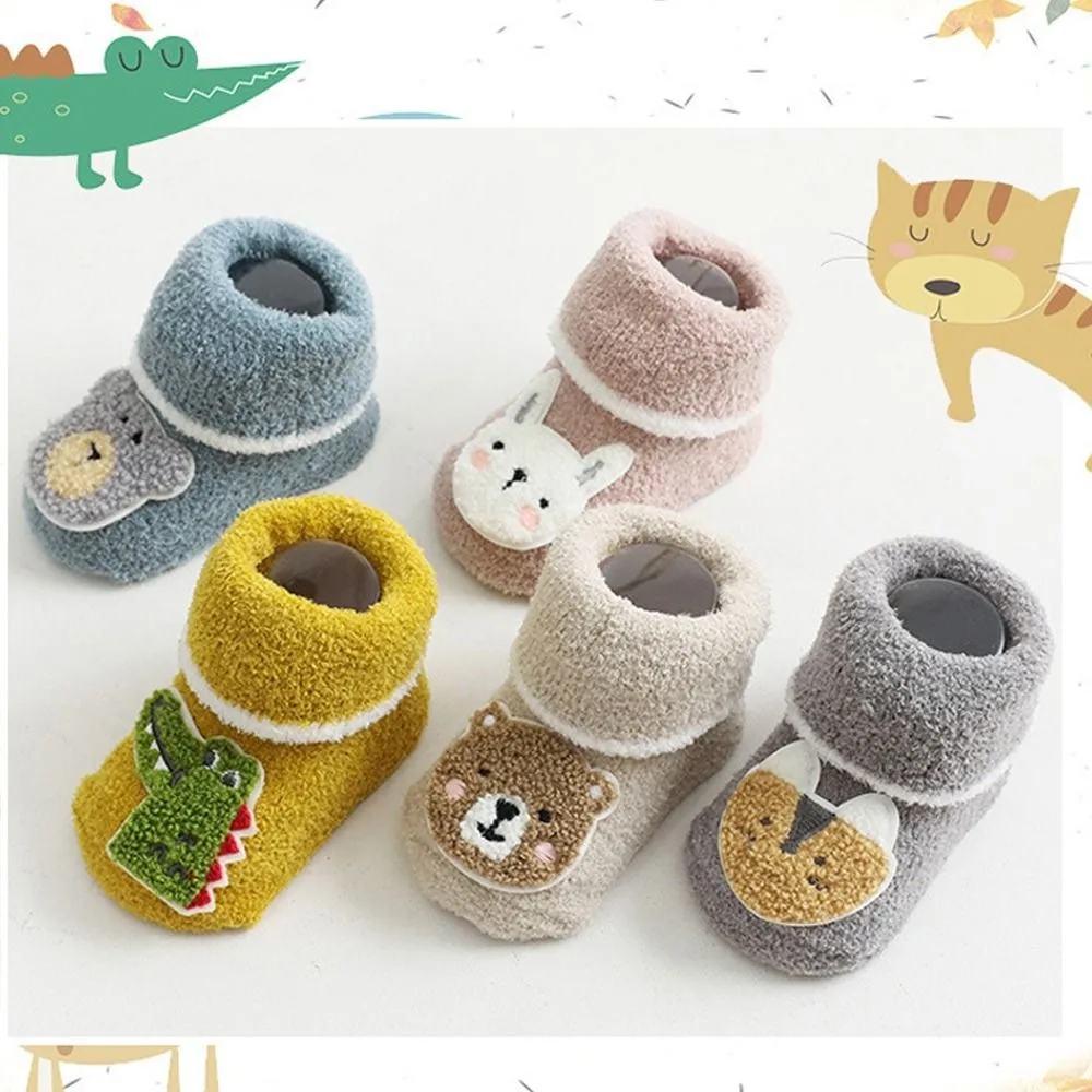 Подарки, противоскользящие осенне-зимние носки с медведем, кроликом, крокодилом, мультяшными героями мультфильмов, детские носки, носки-тапочки Bbay, детские домашние носки