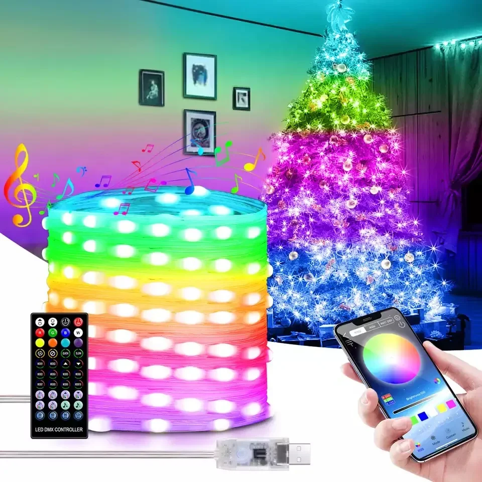 20M Smart LED guirlandes lumineuses APP contrôle arbre de noël lumières fée guirlande lampe pour noël Navidad maison chambre décoration extérieure