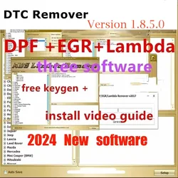 2024 Car accessories tools DPF+EGR Lambda Remover Full 2017.5 Version Software DTC Remover +Unlock keygen+Install Video