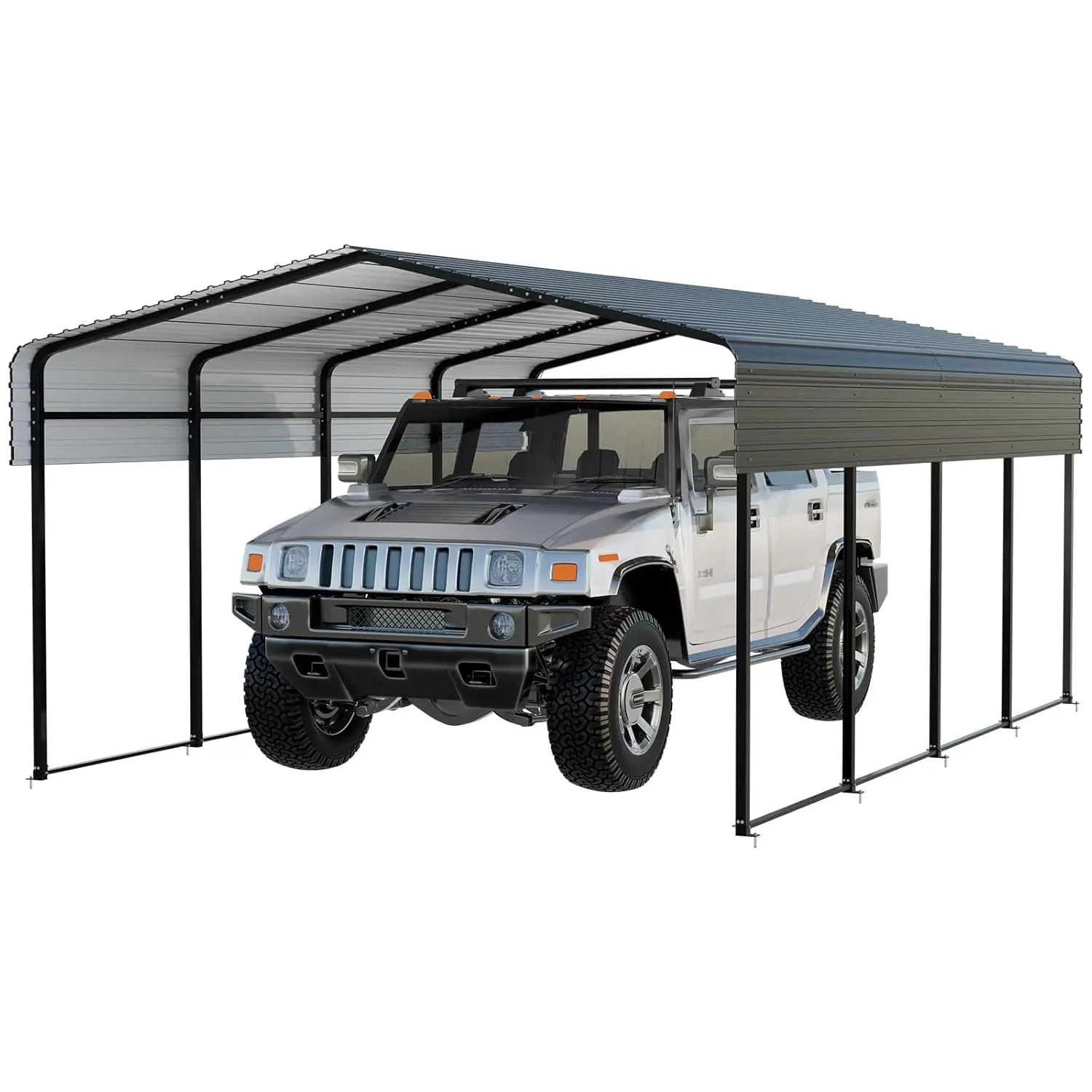 

12x20FT Heavy Duty Galvanized Steel Carport Canopy with Reinforced Base for Car Motorcycle SUV Boat, Customized