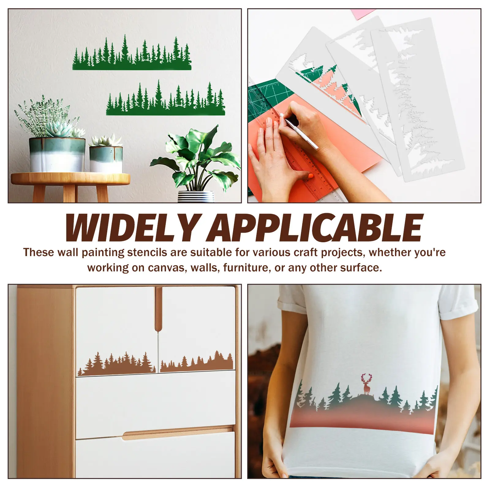 10 pcs Painting Stencils Reusable Templates Wall Number Halloween Christmas New Year Pine Tree Stencil Spray Painting Stencils