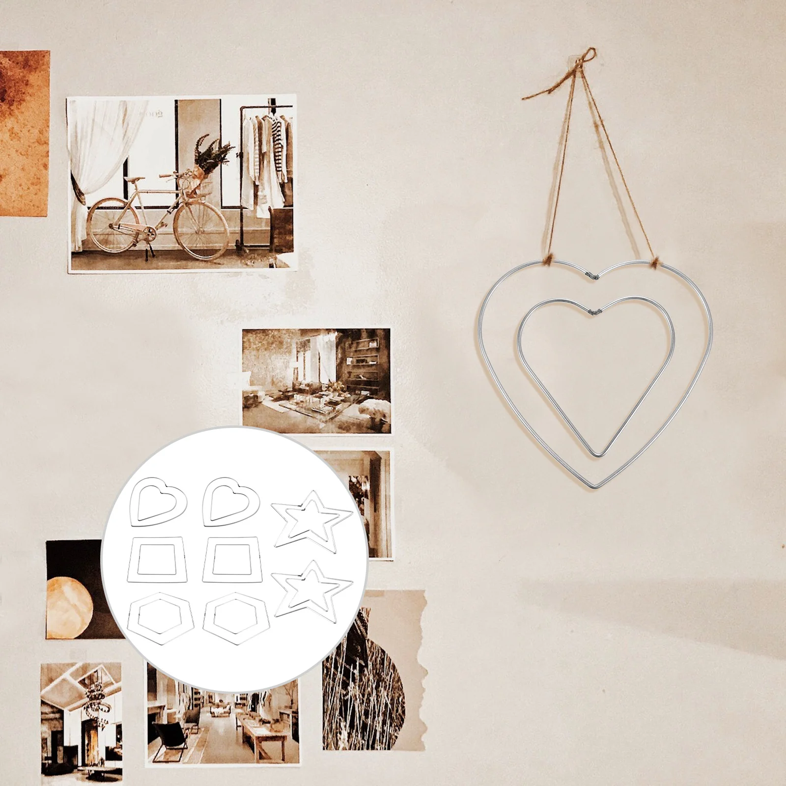 

8pcs Metal Kit For Diy Dream Catcher Frame Craft Making Supplies Wreath Ring Wind Chime Ring Decor Crafting Tool