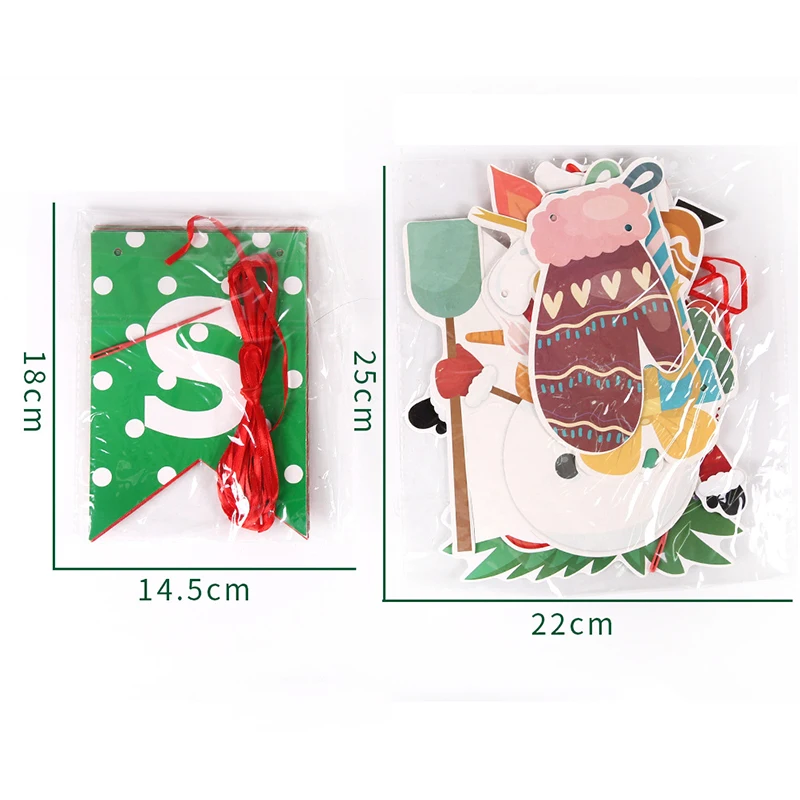 DIY Handmade Toys 3Meter Merry Christmas Banners Paper Hanging Flags Cartoon Christmas Home Decoration Kids Educational Toy Gift