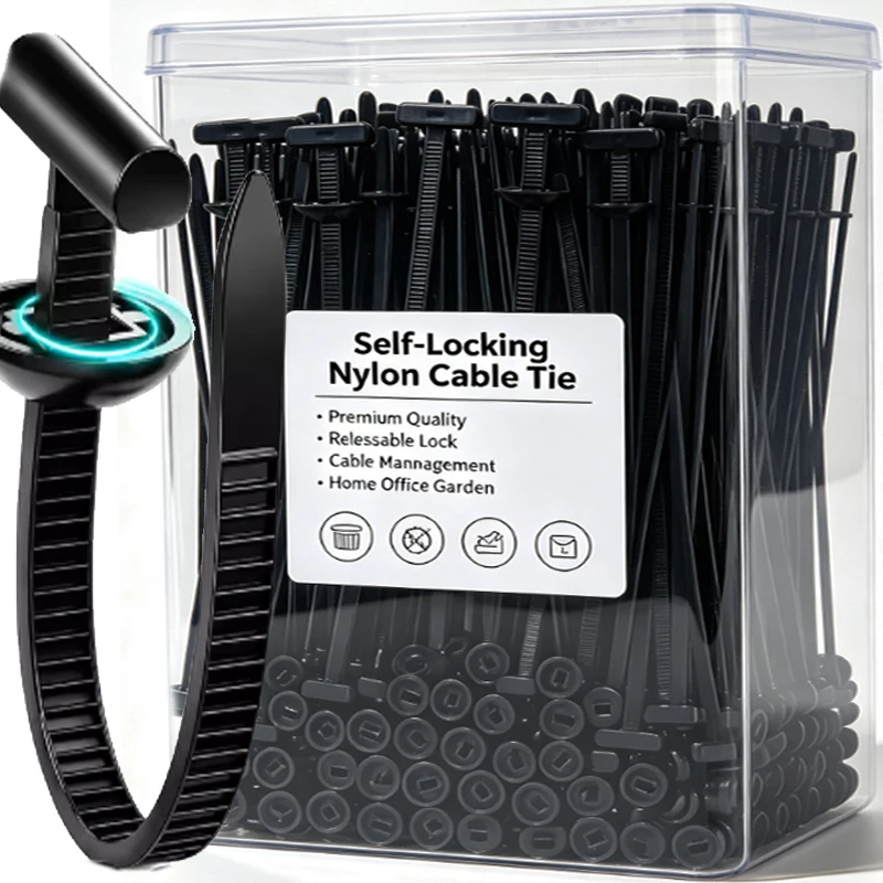 Nylon Cable Tie Buckle Heavy Duty Zip Ties with Pin Button Universal Self-locking Zip Ties Tool Car Daily Repair Fastening Strap