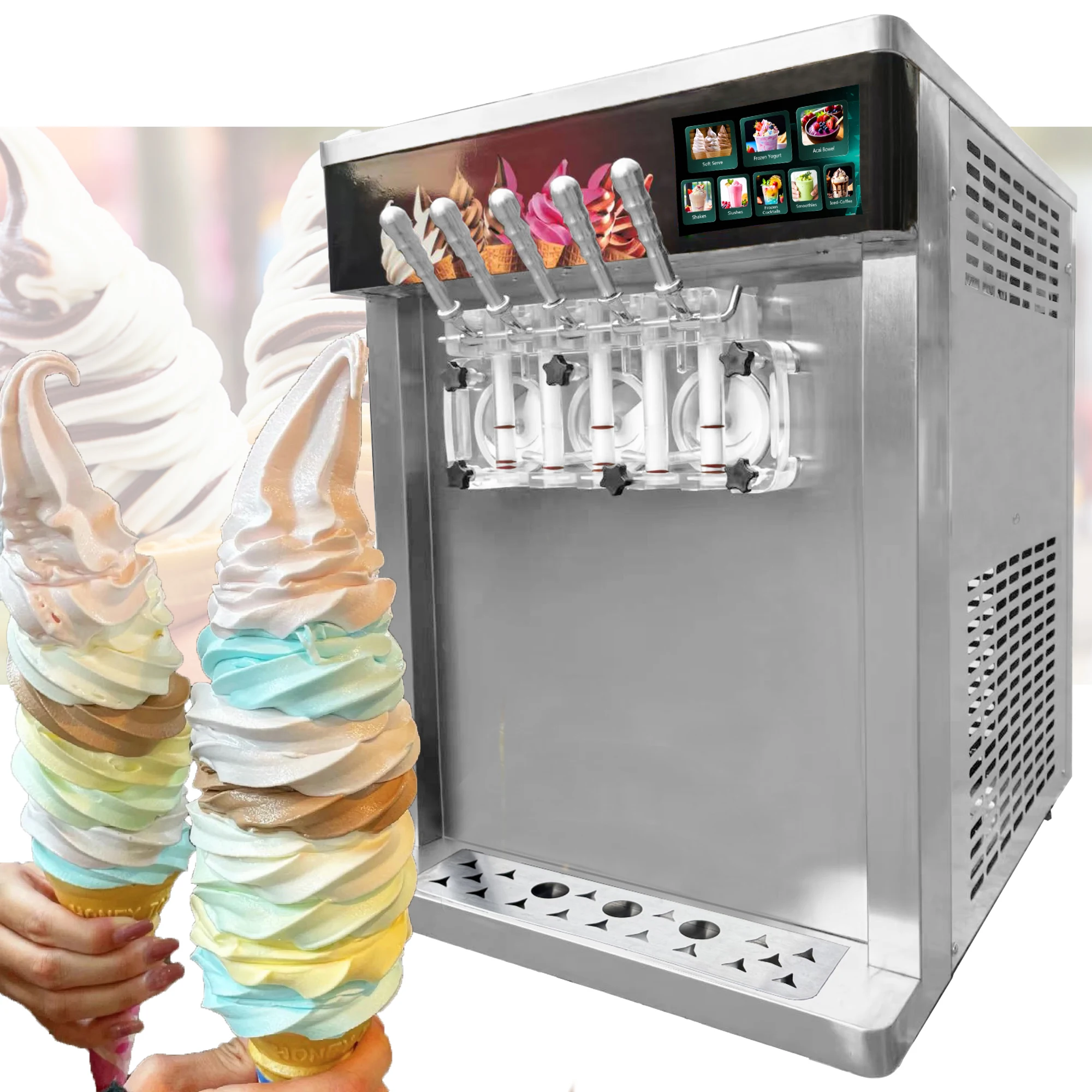 Multi-Functional Desktop Ice Cream Machine Commercial Soft Yogurt Ice Cream Machine Counter Top Ice Cream Making Equipment