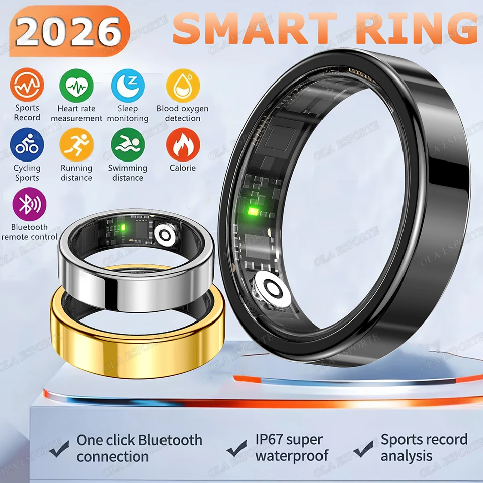

2026 New Waterproof Smart Ring Heart Rate Blood Oxygen/Pressure Sleep Monitoring GPS Montion Sports Smartring For Women Men Gift